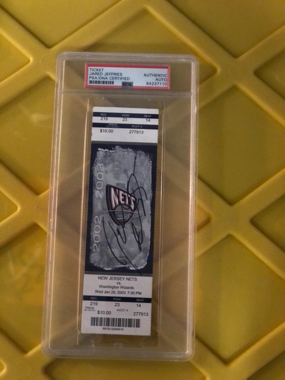 Signed Jared Jeffries 2003 ticket