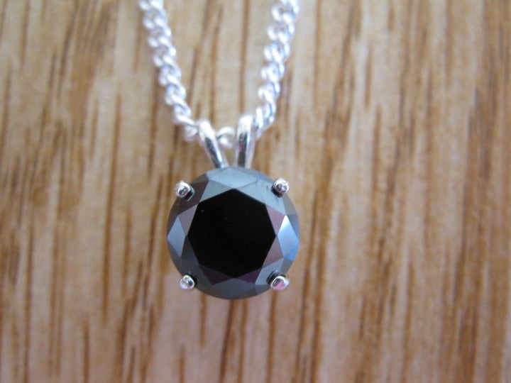 2.36ct 100% Real Earth Mined Black Diamond Necklace, Certificate,Free Dia Tester