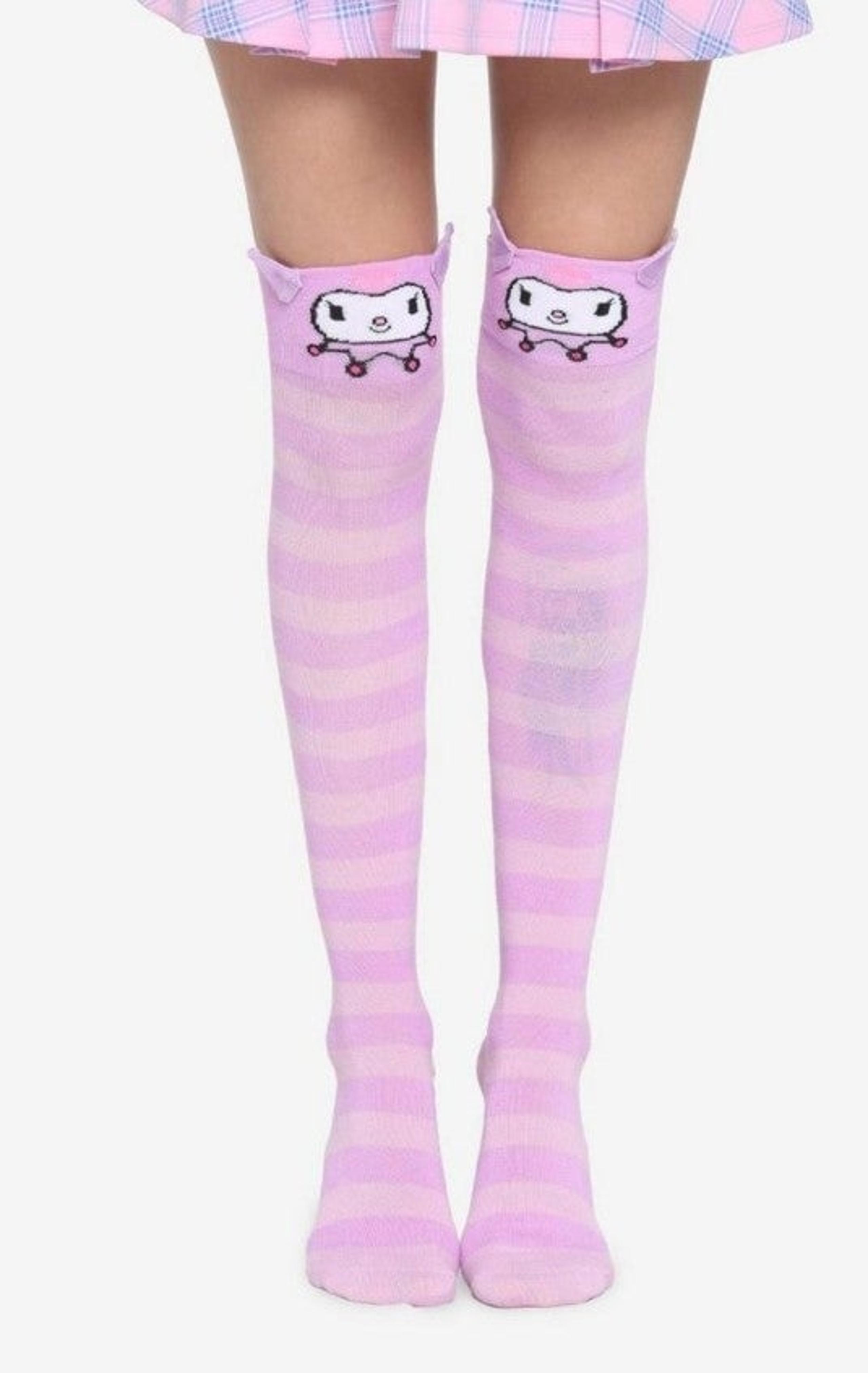 New Women's Kuromi Stripe Knee-High Socks.