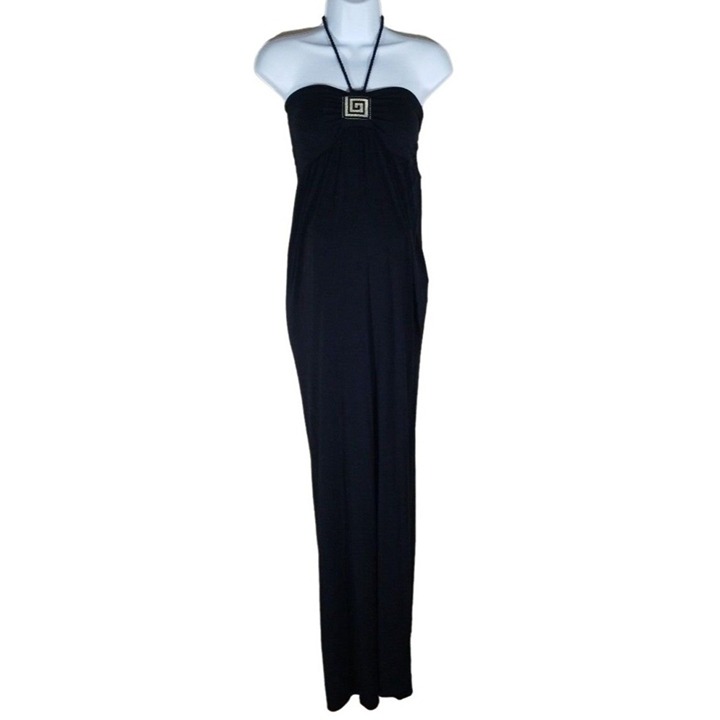 Rare HTF Home Mummy London Maternity Maxi Dress Large Halter Wrap Unique Soft