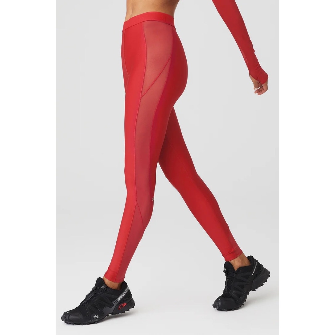 Alo Yoga Airlift High-Waist Ballet Dream Legging XS Red Sheer Dance Activewear