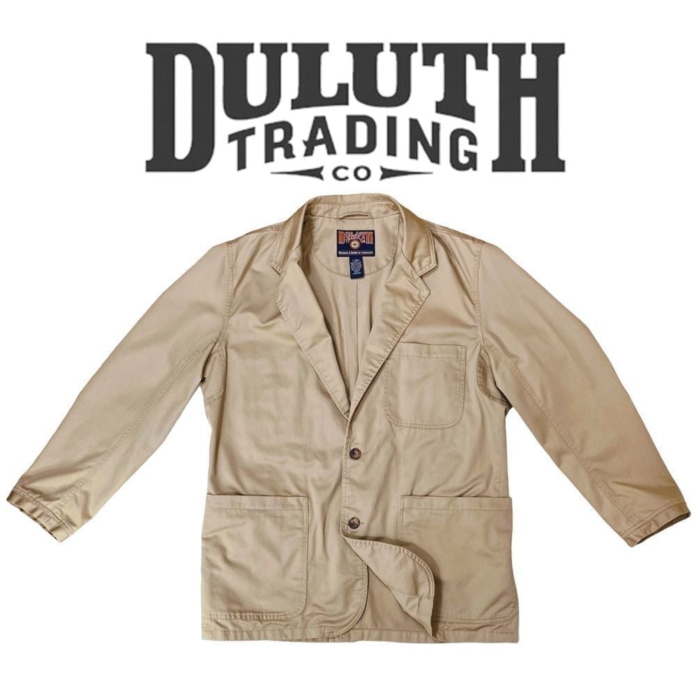 Duluth Trading Company Fire Hose Presentation Jacket Blazer Khaki Men Large Tall