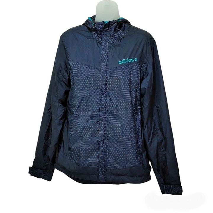 Adidas Track Lightweight Jacket Hooded Sports Windbreaker Women's Size L Navy