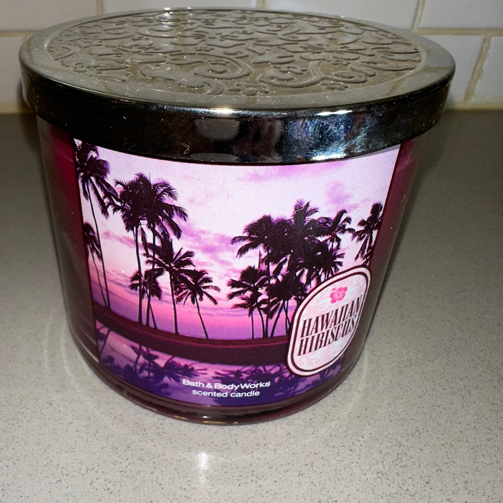 BBW Hawaiian Hibiscus 3 Wick Candle HTF RARE