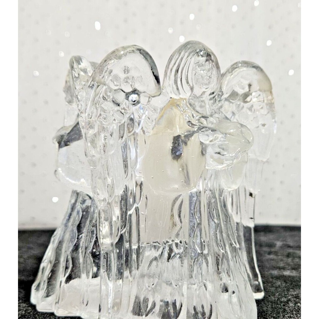 Vintage Clear Glass Angels Figurine Praying Angels, 5in Tall