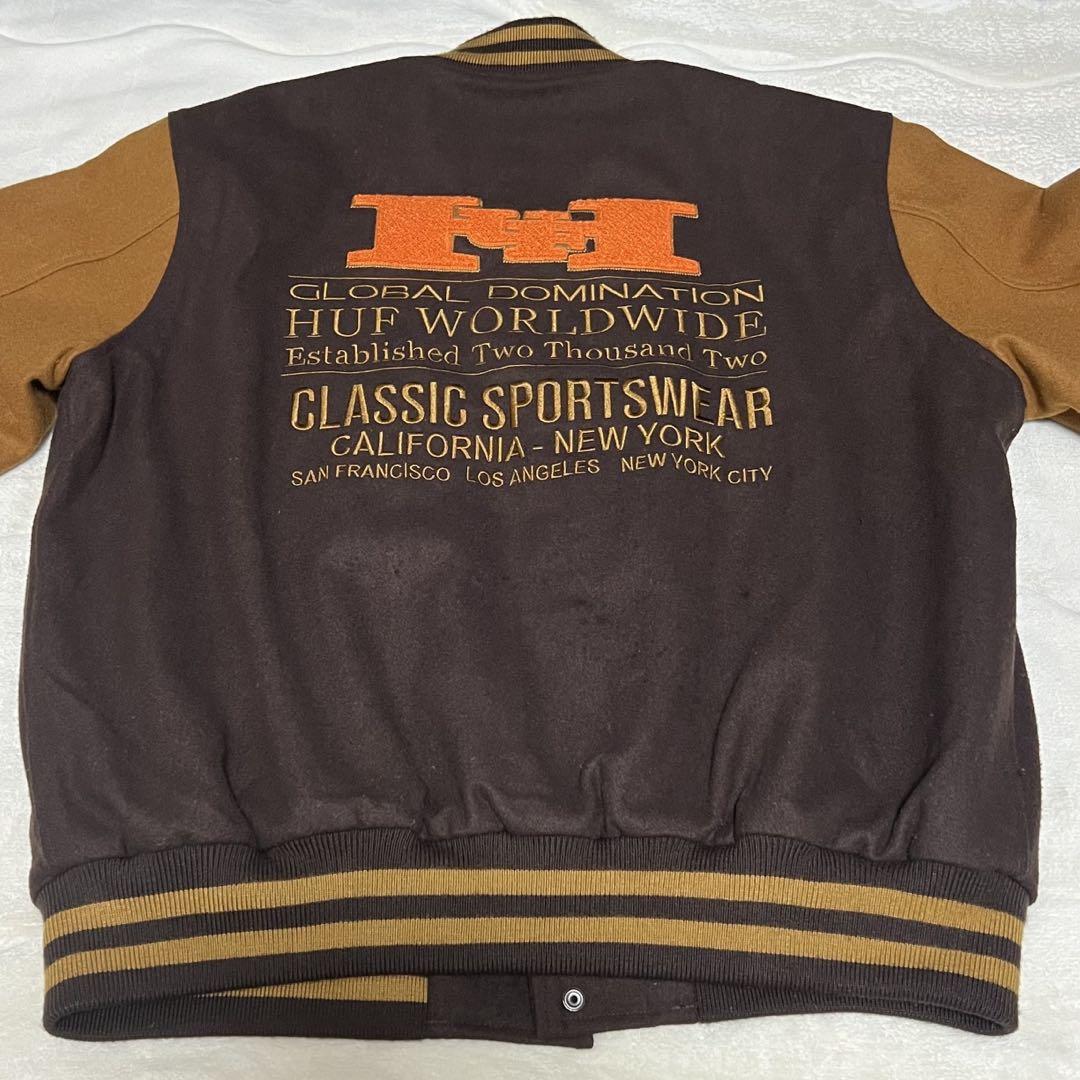 HUF Harrison Varsity Jacket M Brown/Orange - Varsity/baseball