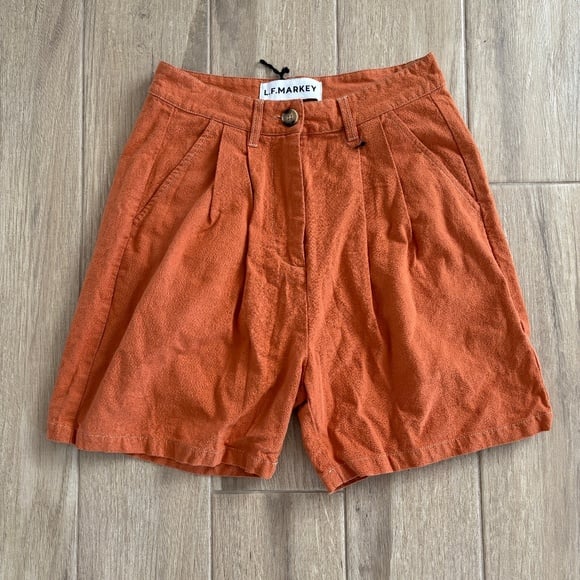 L.F. Markey Henry Pleated Shorts Women's US 2 Burnt Orange High Rise Boho NWOT