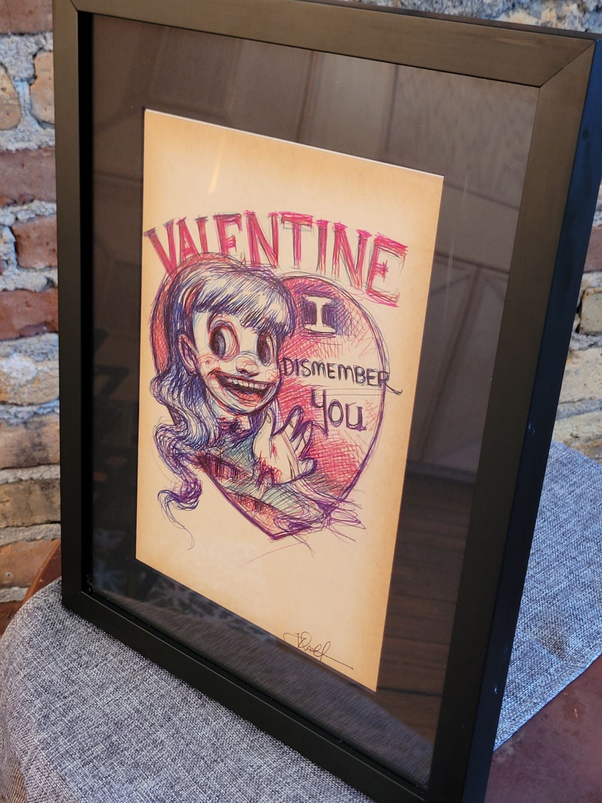 Framed Jason D'aquino Valentine Drawing