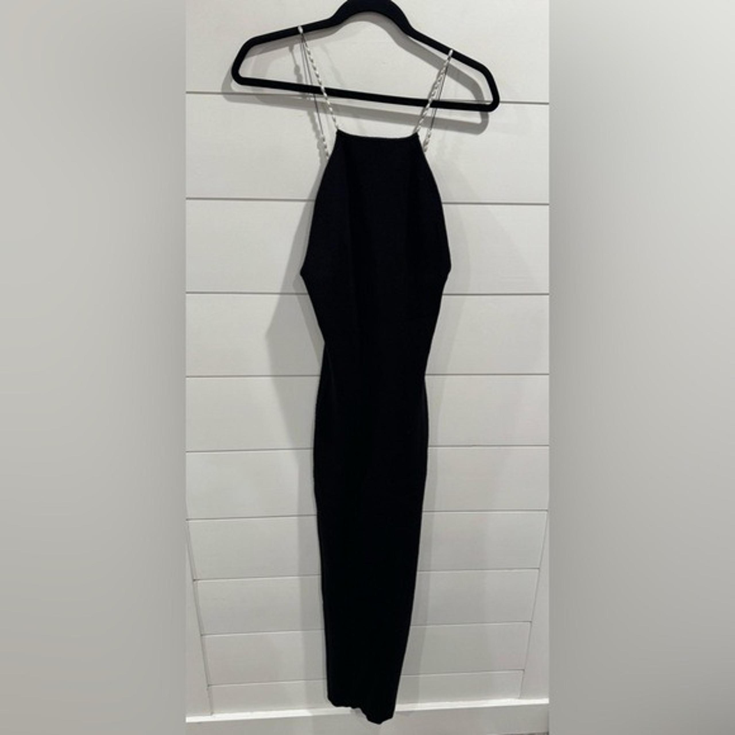 NWT Favorite Daughter black ropes of pearl midi dress