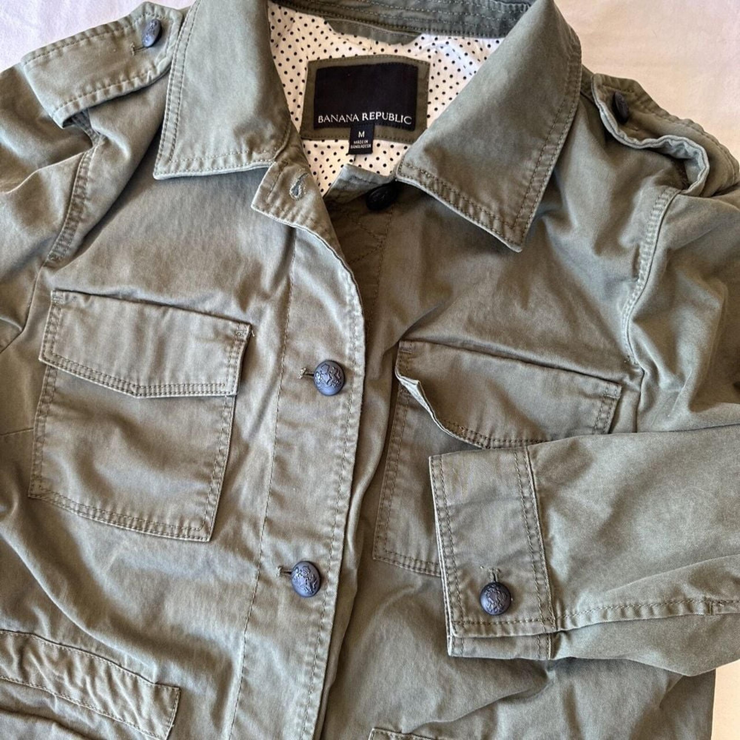 Banana Republic Women's Medium Field Jacket Green Utility Military Button Up H