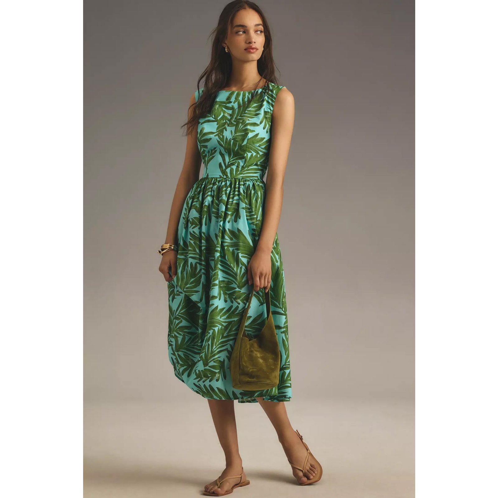 nwt ANTHROPOLOGIE COREY LYNN CALTER sz M Boat-Neck A-Line Midi dress