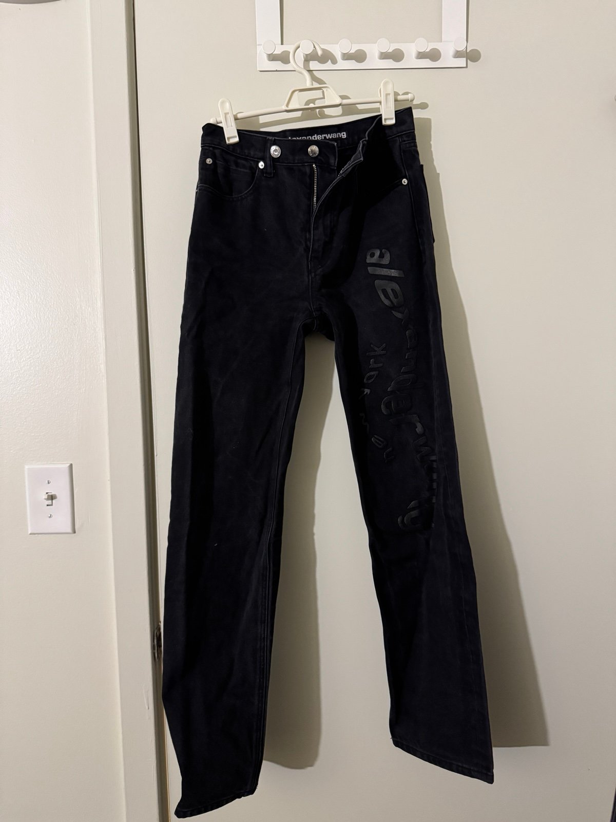 Alexander Wang black denim straight leg jeans