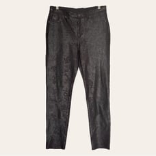 Chico’s Faux Leather Reptile Pants Sz 1 (M) Espresso Stretchy Slimming Leggings