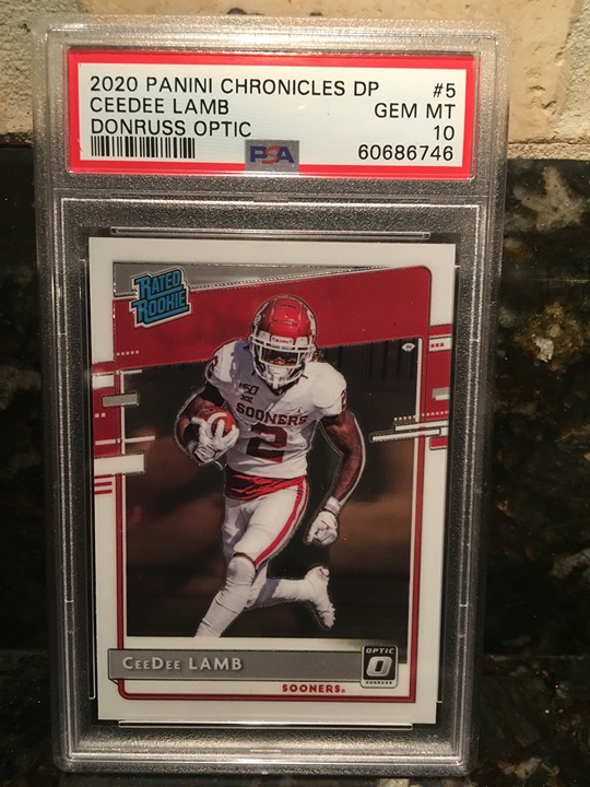 2020 Panini Chronicles DP Ceedee Lamb RC PSA 10 Donruss Optic Dallas Cowboys RC