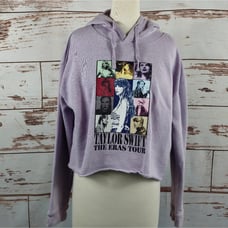 Taylor Swift The Eras Tour Cropped Lavender Hoodie Size Medium