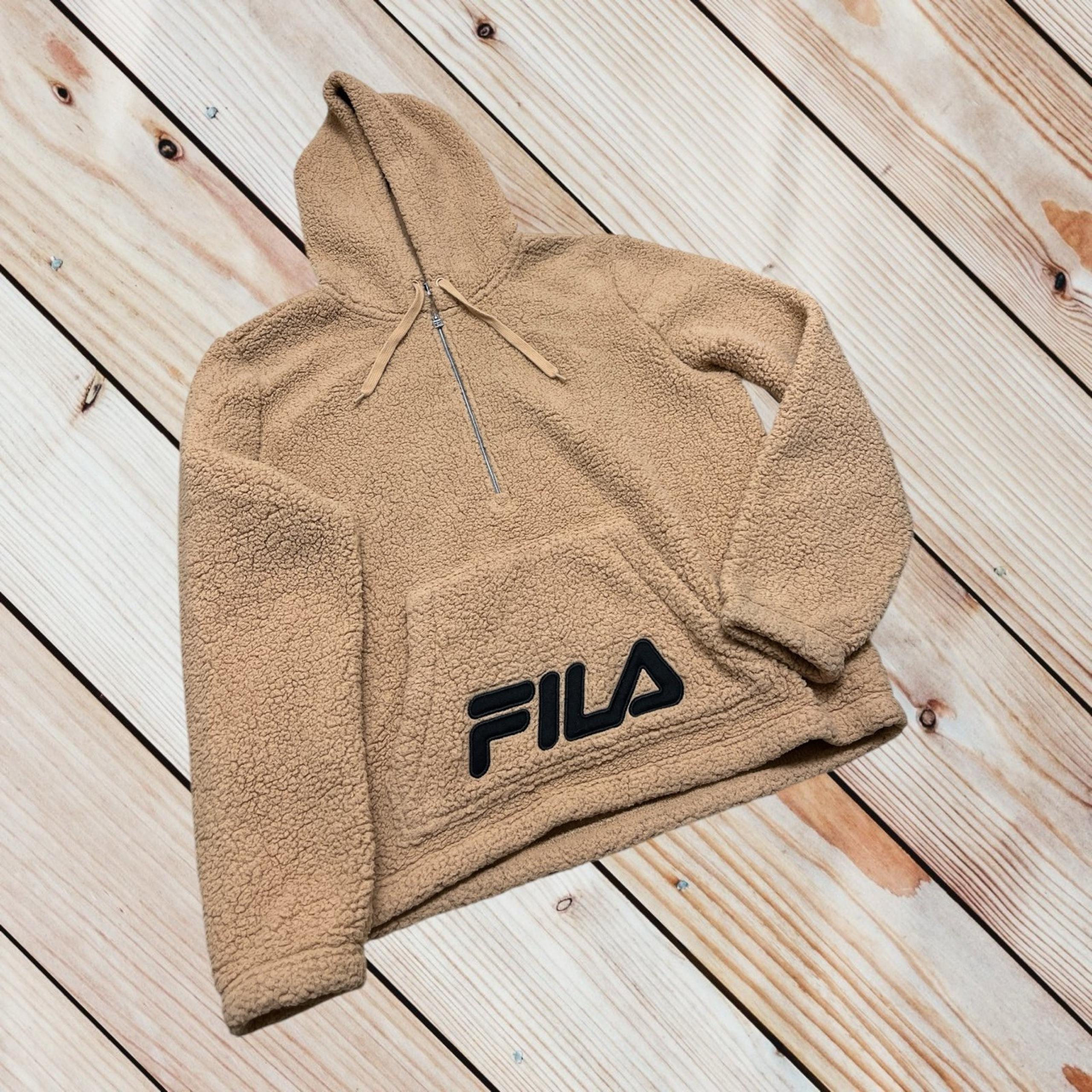 FILA XL half zip Sherpa hooded pull over jacket