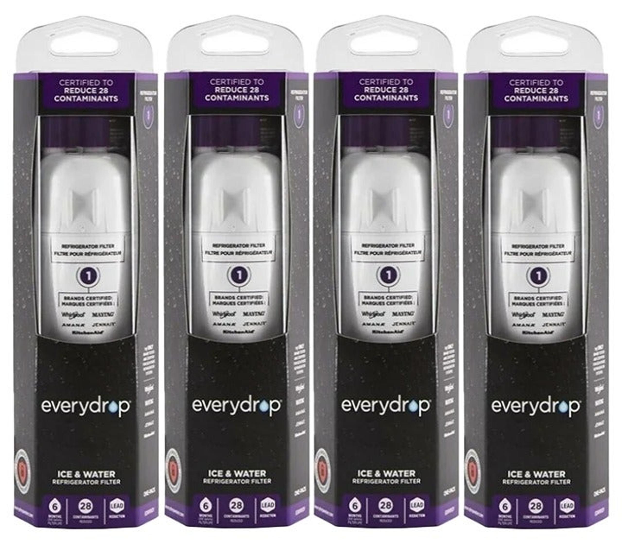 4 Packs EveryDrop Water Filter 1 EDR1RXD1 compatible with Whirlpool