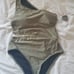 NEW Womens Green MICHAEL KORS Gold Keyhole Accent Swimsuit Size 12