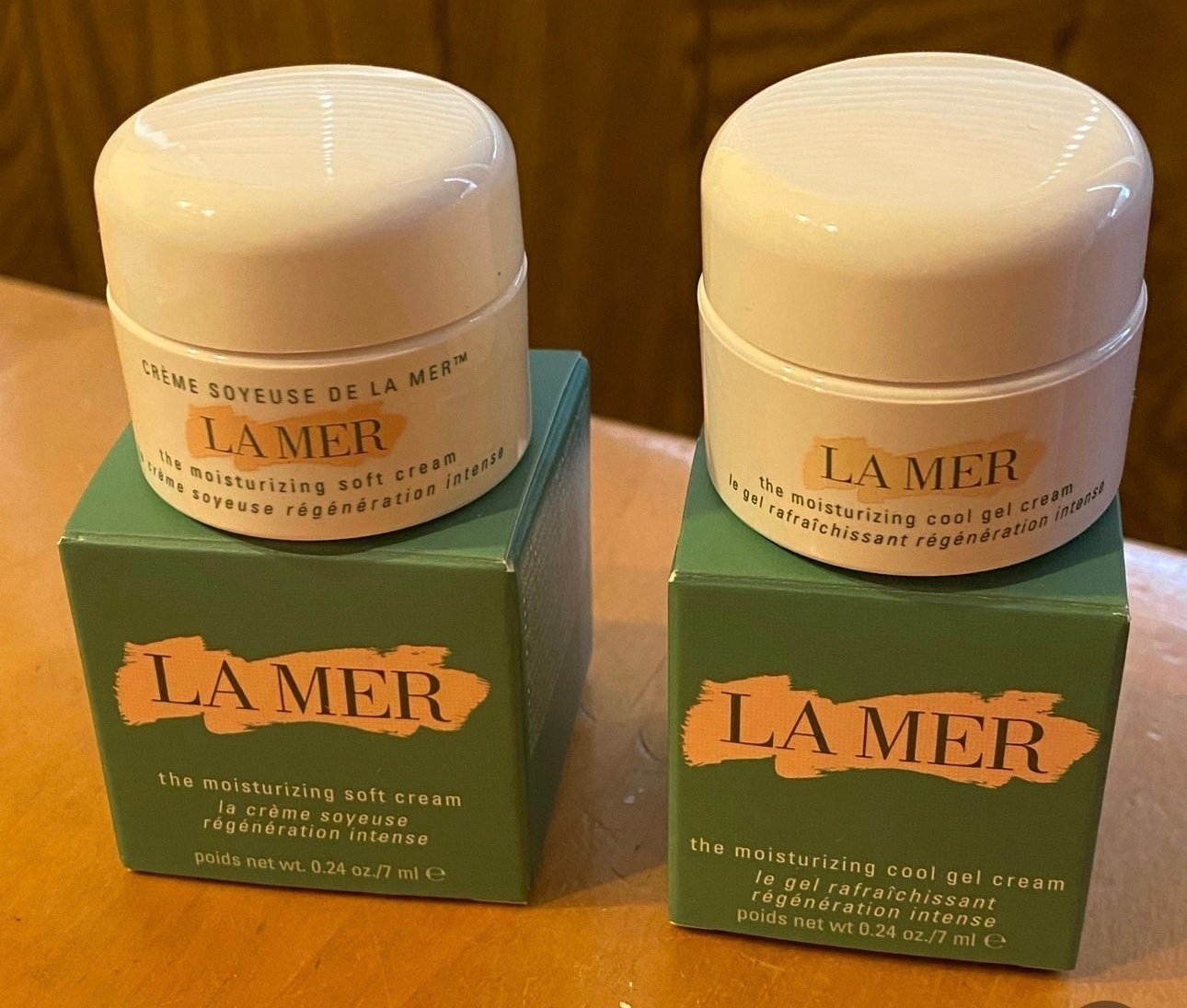 La Mer Moisturizing Soft Cream TRAVEL SIZE & Moisturizing Cool Gel Cream 7ml eac