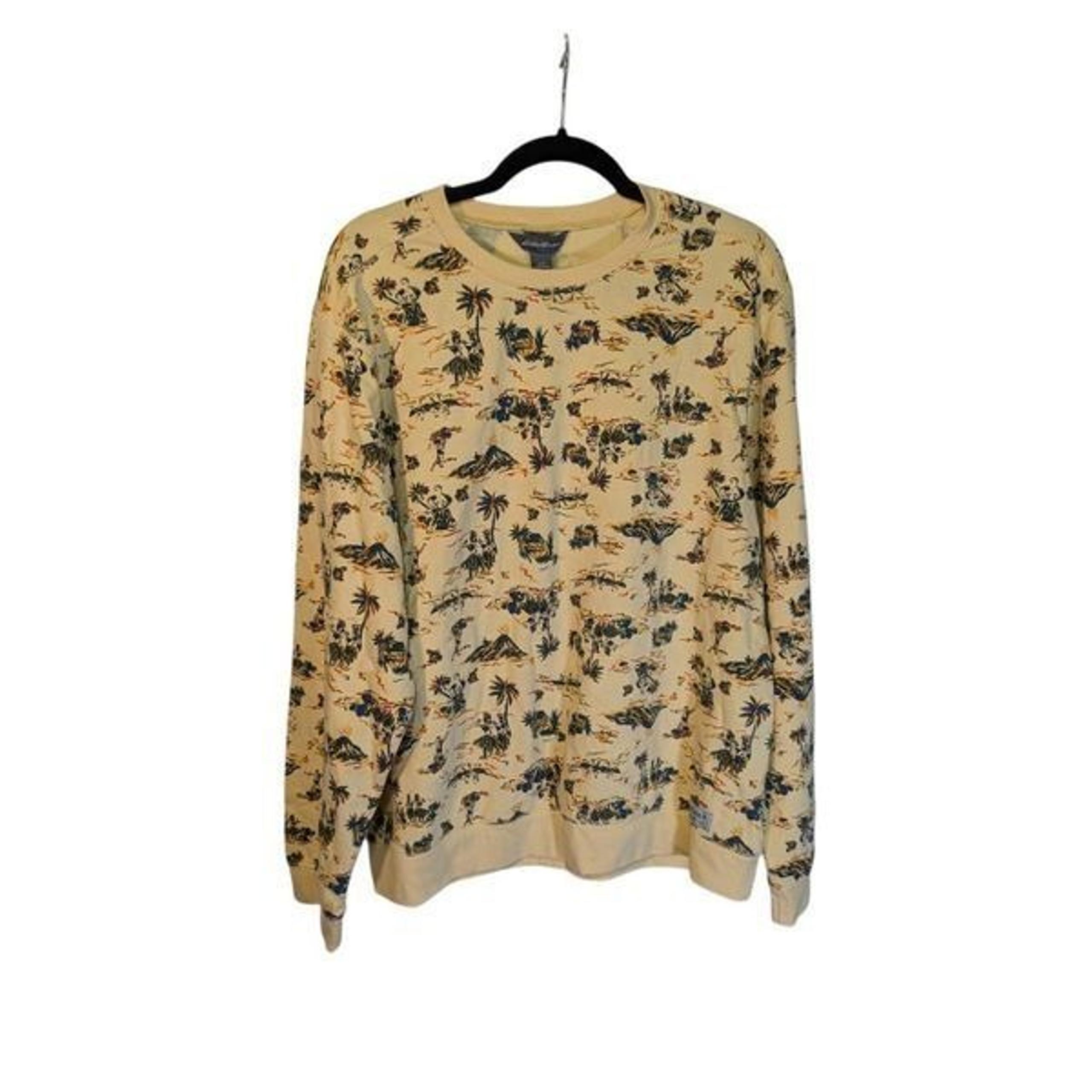 Eddie Bauer Camp Fleece Yellow Tropical Sweatshirt Long Sleeve Men’s L