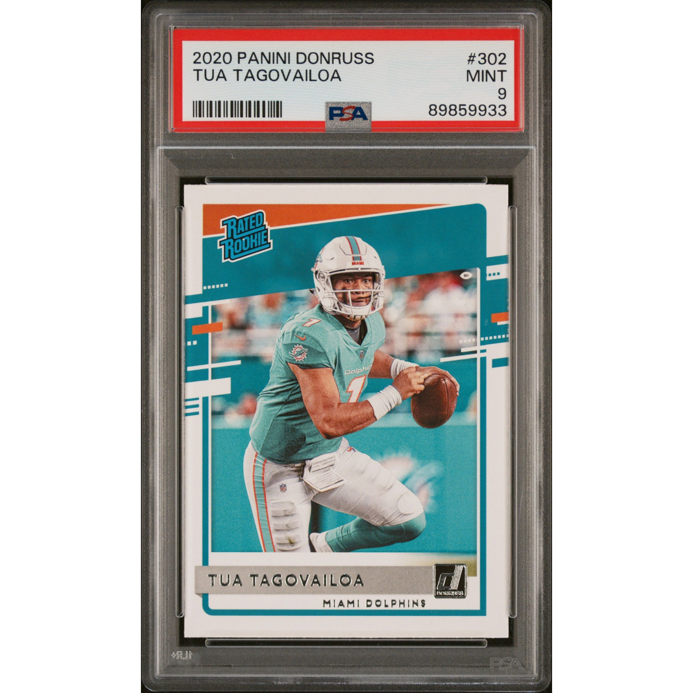 Graded 2020 Panini Donruss Tua Tagovailoa #302 Rookie Card PSA 9