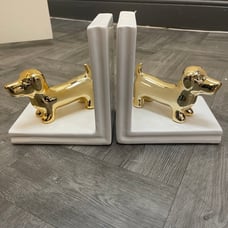 Gold Brass Dachshund Weiner Dogs Bookends