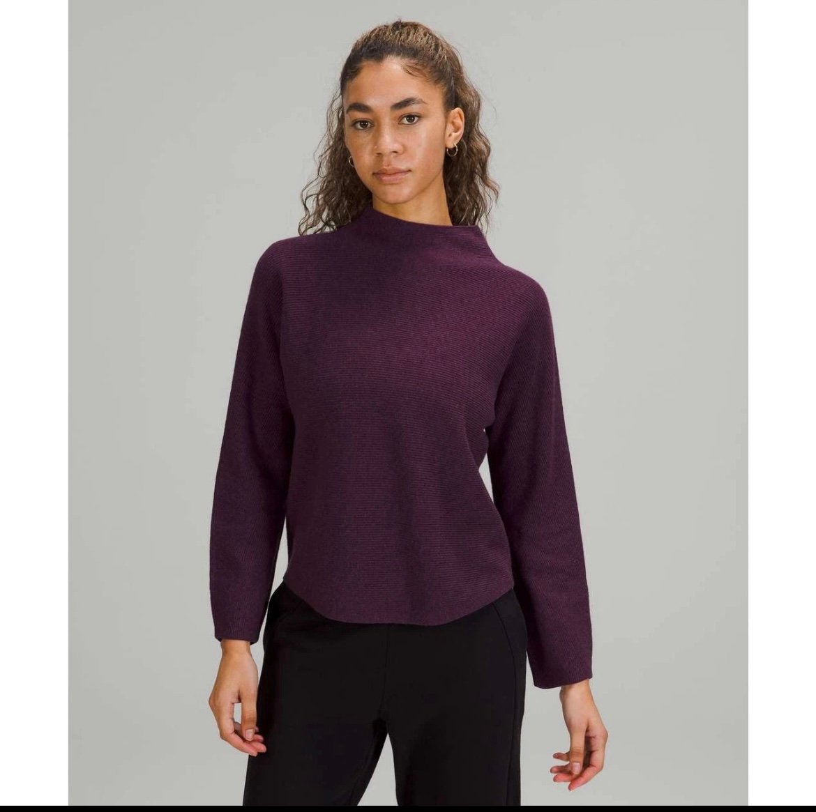 Lululemon Boxy Cotton-Blend Sweater in Heathered Vintage Plum M/L