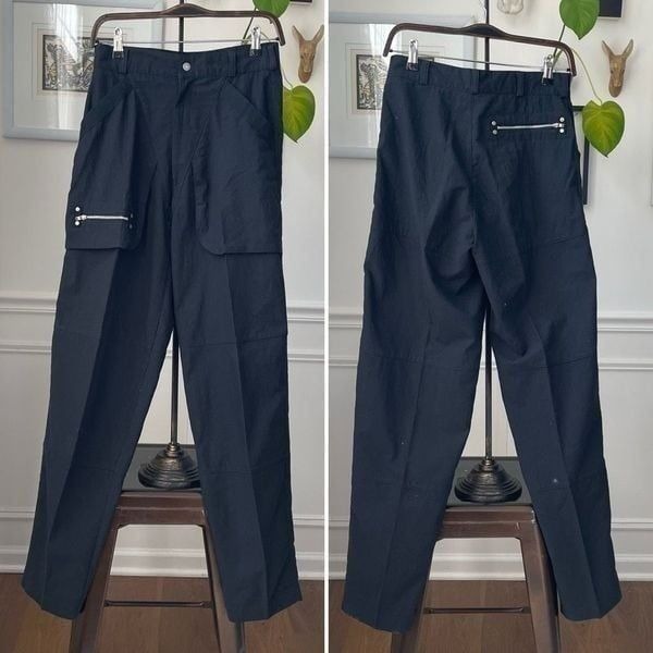 Vintage 80s 90s Gabrielle New York High Waist Taper Black Pants Zipper Details 2