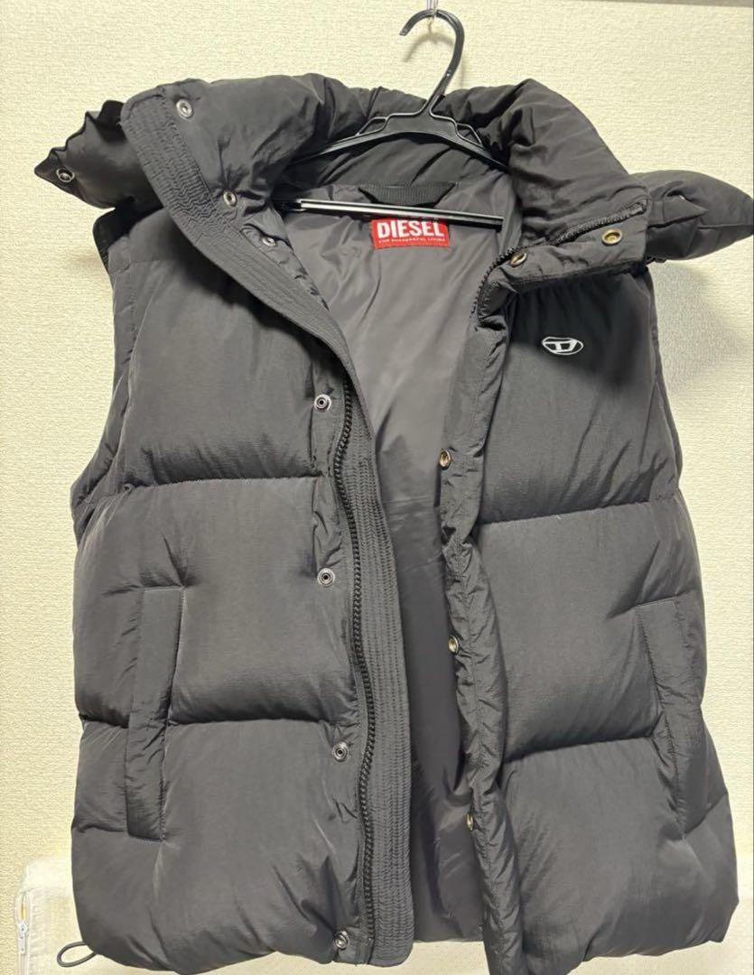 DIESEL Black Down Vest with Hood