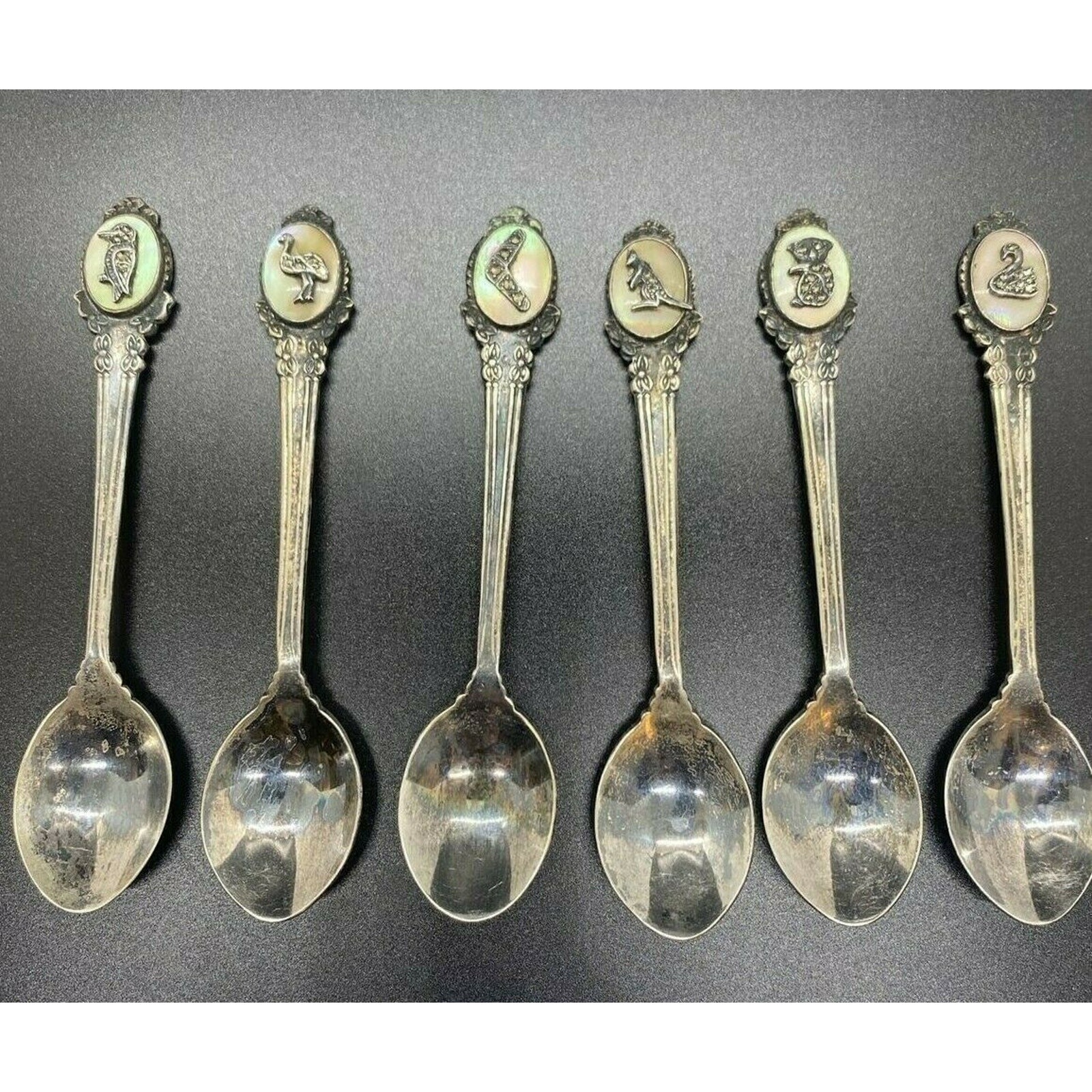 Set of 6 Vintage Spoons Australian Outback Animals LUSTRE EPNS A1 Silver Plate