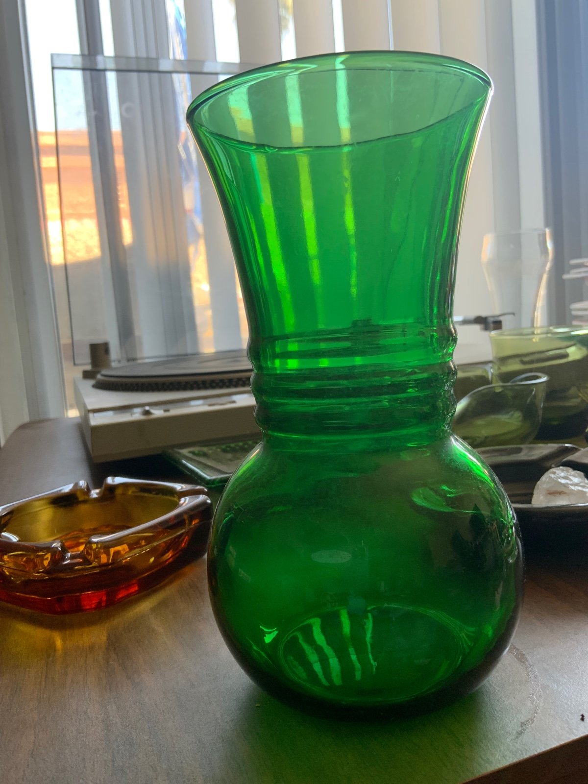 Mid-Century Green Glass Vase