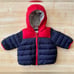 Baby Gap Colorblock Hooded Primaloft Puffer Jacket in Navy/Red - 0-6 Months
