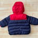 Baby Gap Colorblock Hooded Primaloft Puffer Jacket in Navy/Red - 0-6 Months