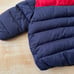 Baby Gap Colorblock Hooded Primaloft Puffer Jacket in Navy/Red - 0-6 Months