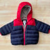 Baby Gap Colorblock Hooded Primaloft Puffer Jacket in Navy/Red - 0-6 Months