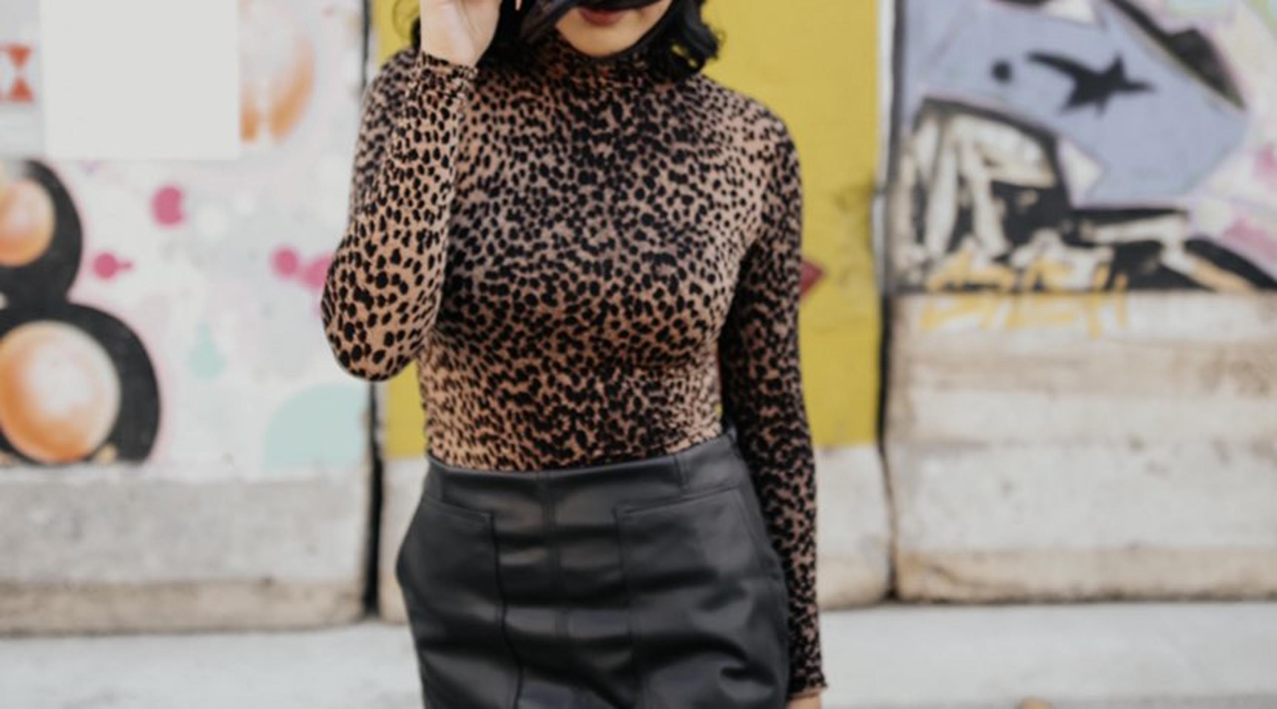 cheetah print turtleneck