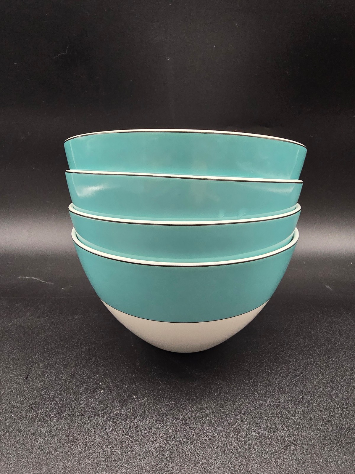 set of 4 Kate Spade Rutherford Circle Turquoise Cereal Soup Bowl Lenox set 1