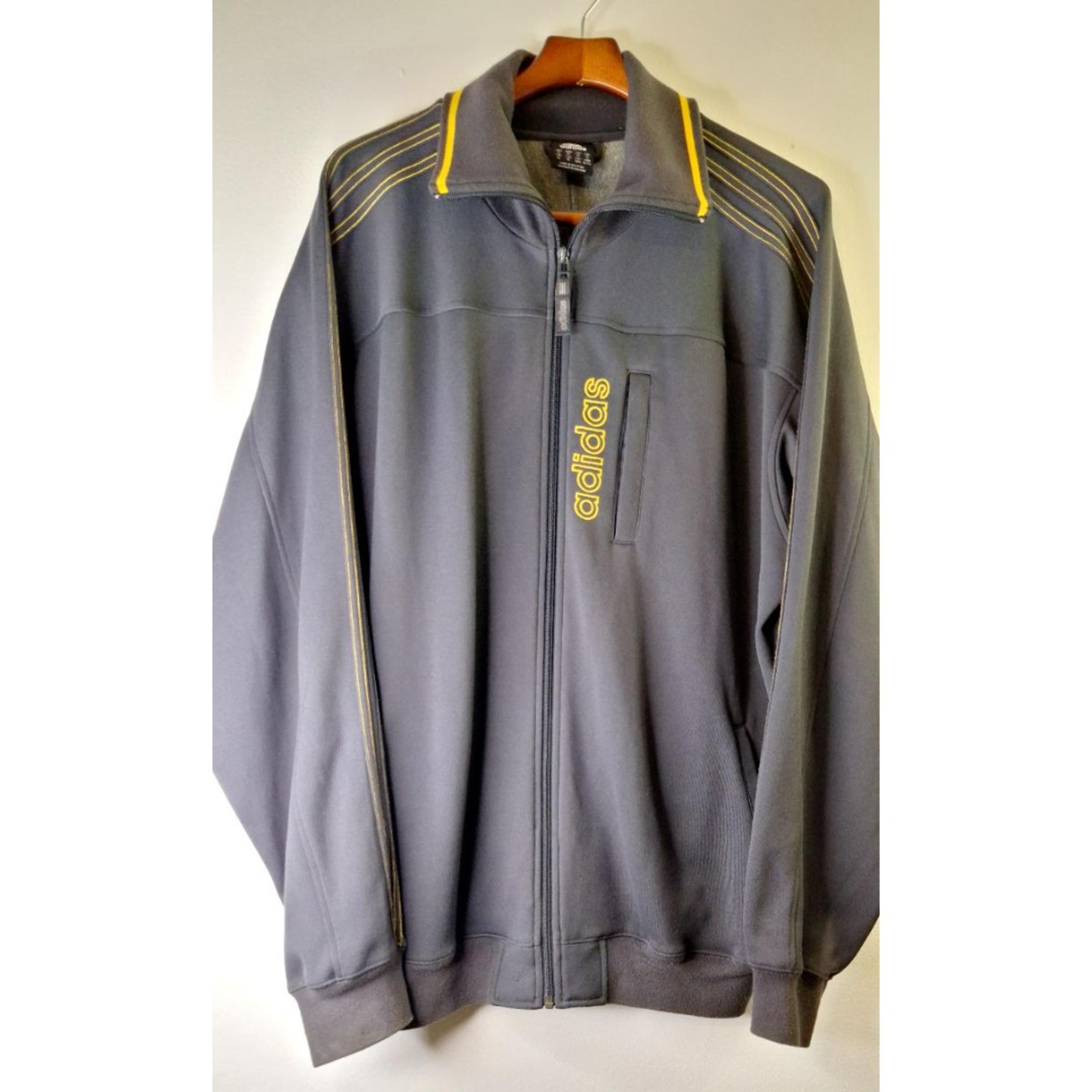 Vtg ADIDAS Full Zip Track Jacket Men's Sz XL Grey Atheisure Sports Active Wear