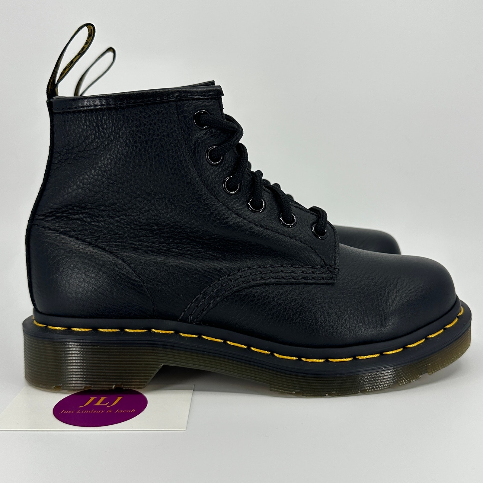Dr. Martens Women's 101 Ambassador Black Tumbled Leather Ankle Boots Size 5