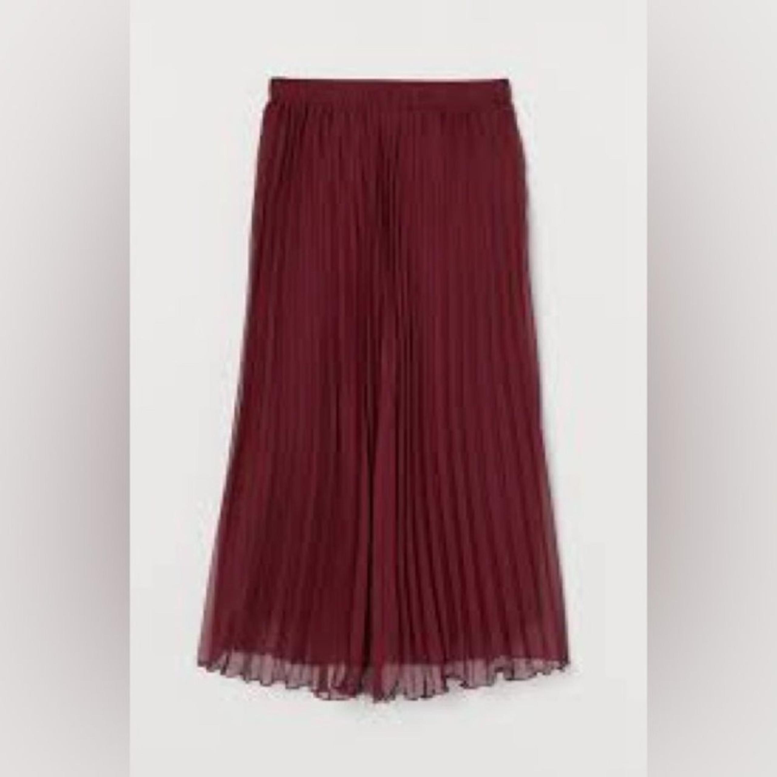 H&M Burgundy A-Line Pleated Skirt