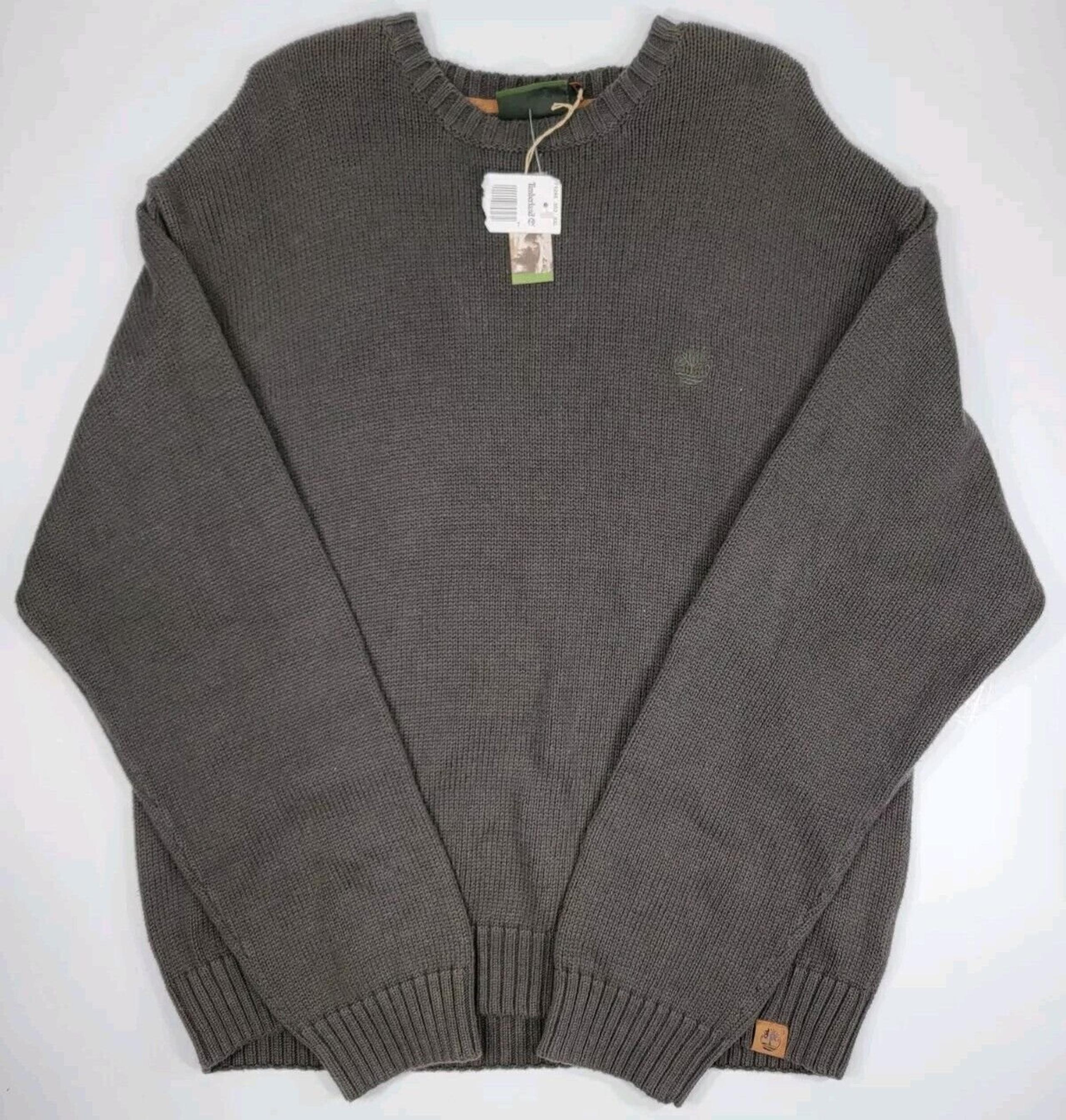NWT Timberland Sweater Mens XXL 2XL Knit Pullover Cotton Crew Neck Heavy Gray