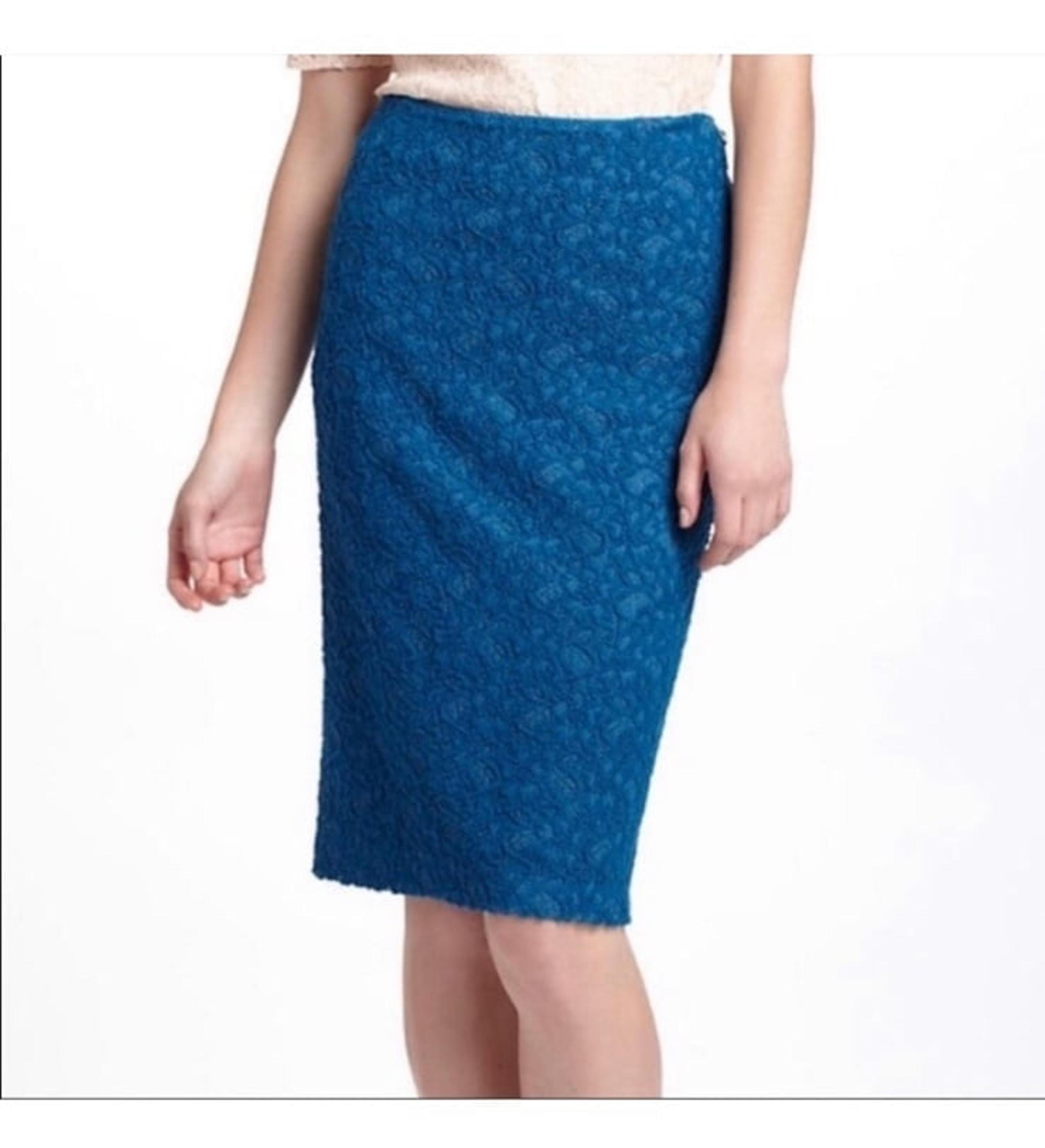 Moulinette Soeurs teal lace pencil skirt