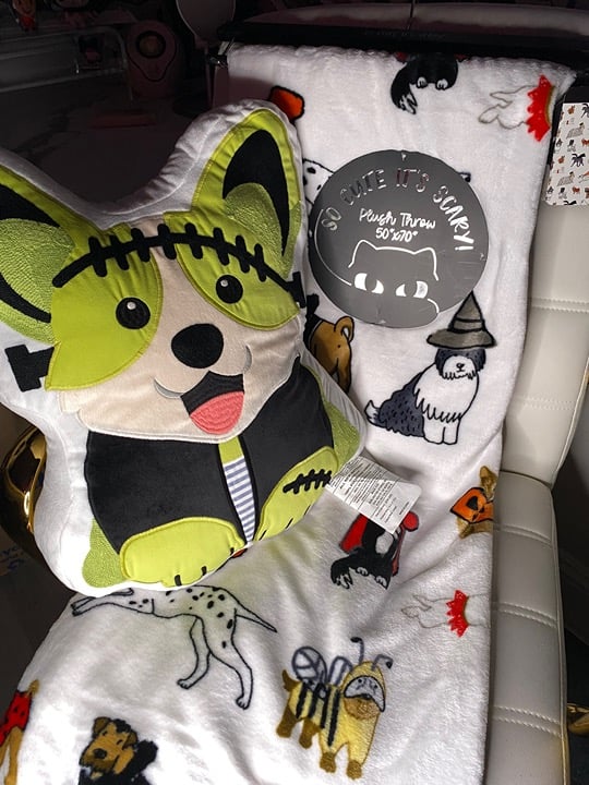 BRAND NEW HALLOWEEN DOGS IN COSTUMES THROW BLANKET AND FRANKENSTEIN CORGI PILLOW