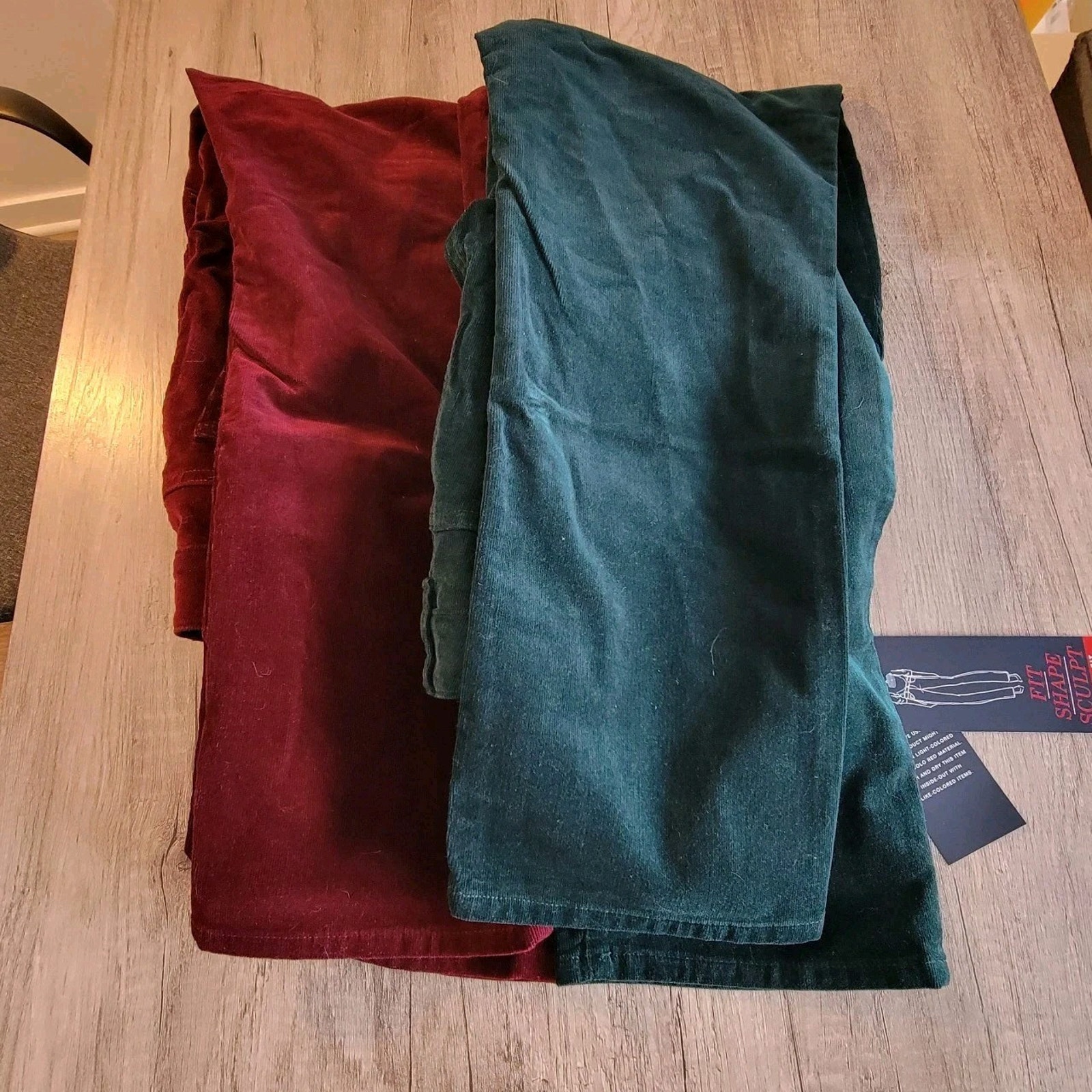 NWT Chaps Slimming Fit Corduroy Pants Size 16 S - 2 Pairs Dark Green. Burgundy