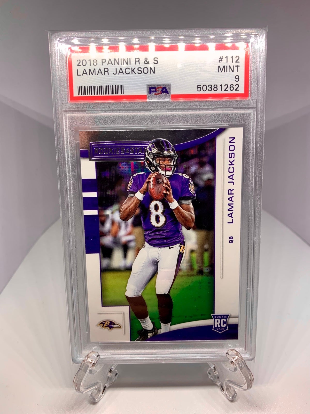 2018 Panini R&S Lamar Jackson RC PSA 9