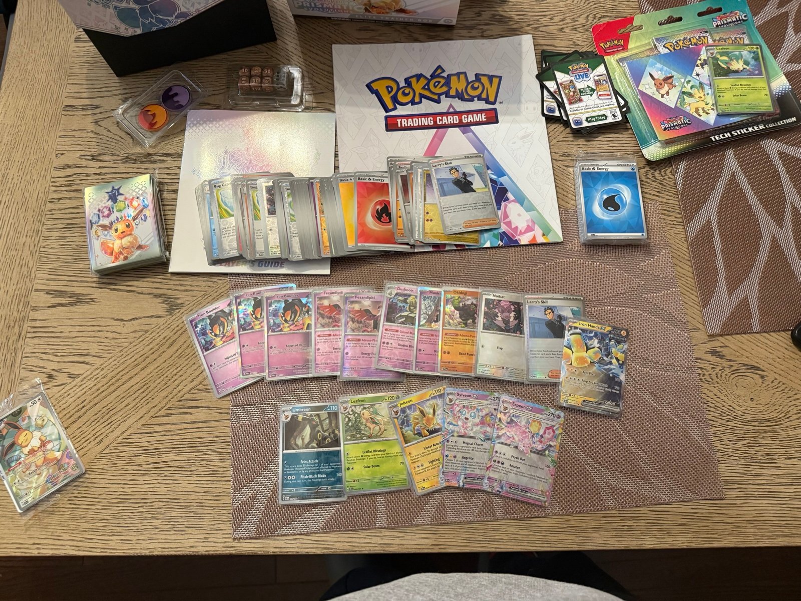 Prismatic Evolution Cards. Open EBT with Contents. Sealed Tech sticker Pack