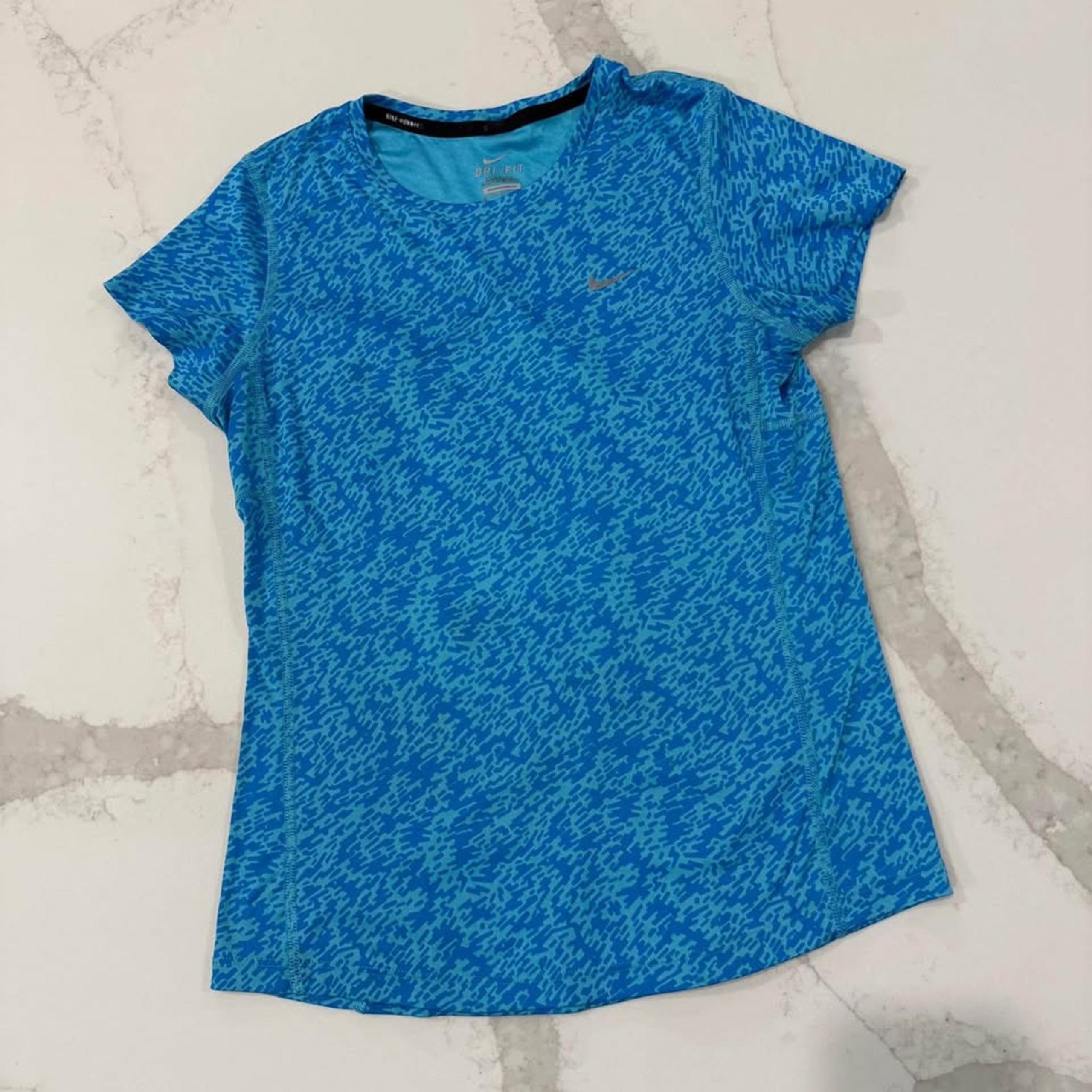 Nike Running DriFit Cap Sleeve Activewear T Shirt Womens Small Teal Blue Workout