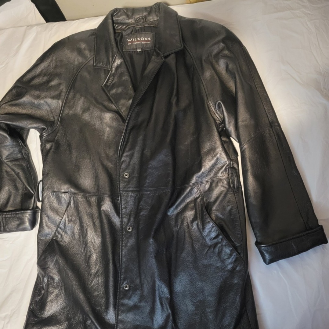 Wilson’s Black Genuine Leather Jacket Coat Women’s Size Large VTG