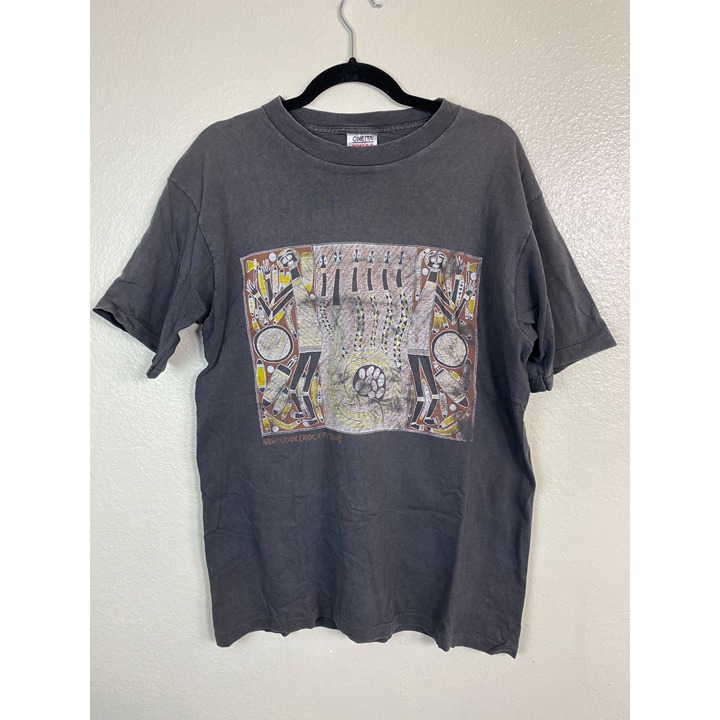 Vintage Oneita Nawaran Rock Python Graphic Tee XL Gray Single Stitch Cotton USA