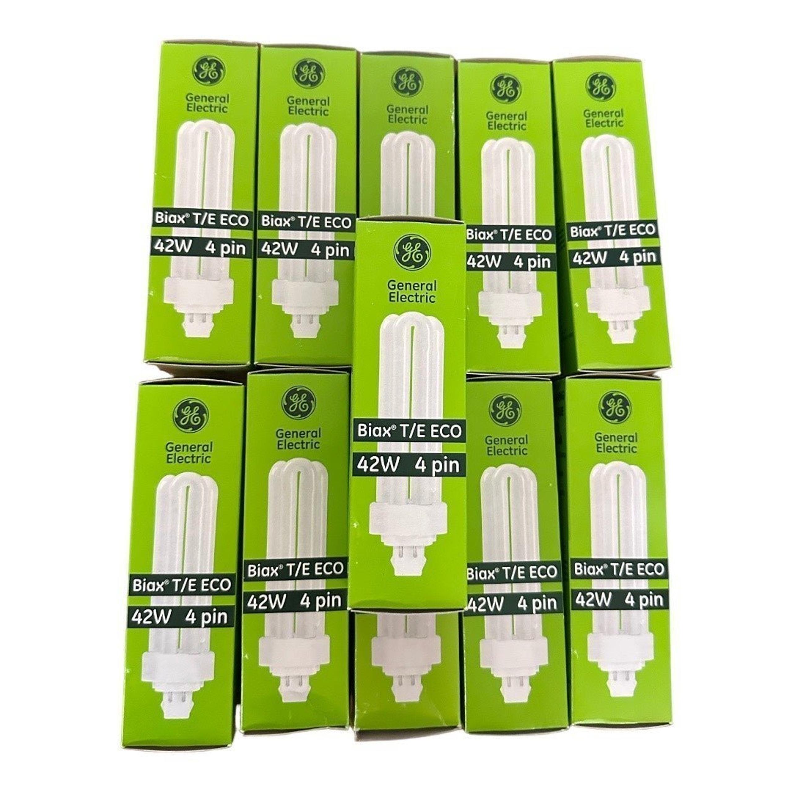 Lot Of 10 GE CFL Light Bulb General Electric Biax T/E ECO 42w 4 pin